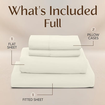 Utopia Bedding Full Size Sheet Set – 4 Piece Bed Sheets, Soft and Breathable Microfiber, Includes 1 Fitted Sheet, 1 Flat Sheet and 2 Pillowcases – Oeko-Tex (Ivory)