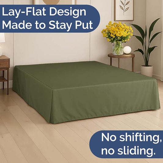 Pleated Bed Skirt Full Size - 3 Sided Pleated Bed Skirt Full - Ultra-Soft, Easy Fit with 12 Inch Tailored Drop - Hotel Quality, Wrinkle & Fade Resistant - for Women, Men, Kids and Teens - Sage Green
