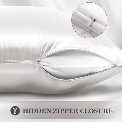 Adubor 100% Silk Pillowcase - Mulberry Silk Pillow Cases, 23 Momme 6A Grade Fibers, Silk Pillow Case for Hair and Skin Health, with Hidden Zipper (Standard: 20''x26'', Lvory White, 2PC)
