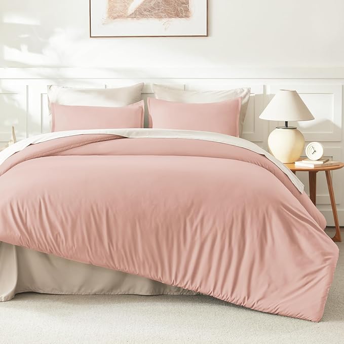 Litanika Pink Twin Comforter Set for Girls, 2 Pieces Kids Blush Plain Bedding Comforter Set, All Season Bed Set (66x90In Comforter & 1 Pillowcase)