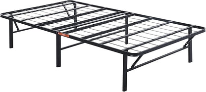 Olee Sleep 14 Inch Foldable Metal Platform Bed Frame, Steel Mattress Foundation, Comfort Base, Easy Under Bed Storage, No Box Spring Needed, Twin Size