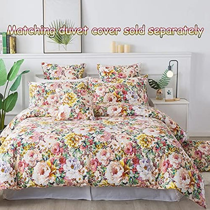 FADFAY Vintage Floral Sheet Set Full 4 Pcs 100% Cotton Soft Shabby French Country Style Garden Flower Bed Sheet Girls Cottagecore Bedding Elegant Peony Printed Deep Pocket Sheet 17.5 inch