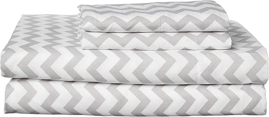Queen Size Bed Sheets - Breathable Luxury Sheets with Full Elastic & Secure Corner Straps Built In - 1800 Supreme Collection Extra Soft Deep Pocket Bedding Set, Sheet Set, Queen, Chevron Gray