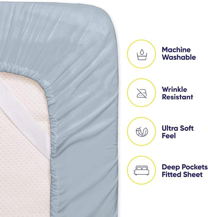 Twin XL Size Bed Sheets - 4 Piece 1500 Supreme Collection Fine Brushed Microfiber Deep Pocket Twin X-Large Sheet Set Bedding - 1 EXTRA PILLOW CASES, GREAT VALUE, Twin XL, Misty Blue