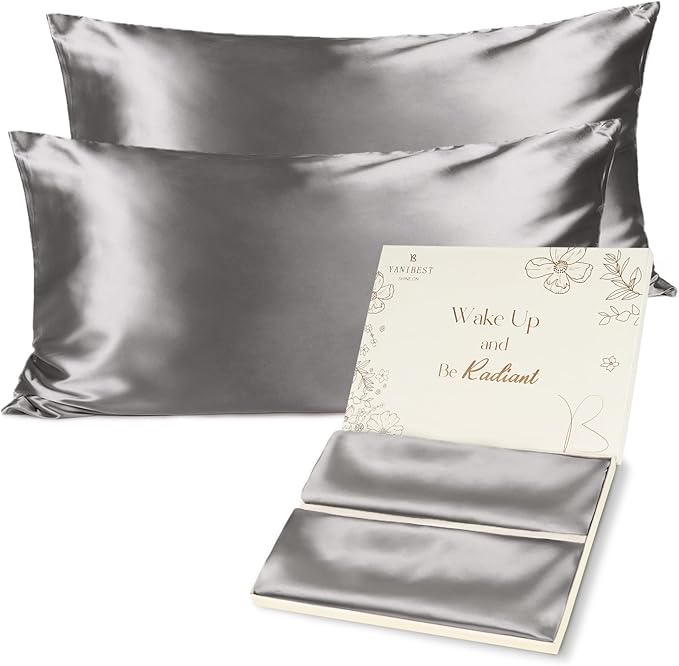Yanibest Satin Pillowcase, King Size Pillow Cases Set of 2 - Silk Pillow Cases for Hair and Skin with Zipper, Silk Pillow Cases King for 20"x40", Exquisite Packaging for Women Men