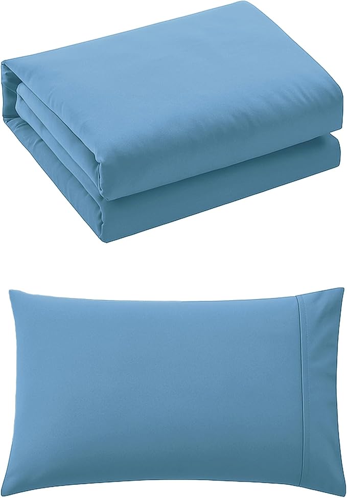Pure Bedding Duvet Cover Twin/Twin XL Size - 2 Pieces Extra Soft Bedding Set, Includes 1 Twin Duvet Cover 68x90 Inches with Zipper Closure & 1 Pillow Sham, Comforter Not Included, Sky Blue