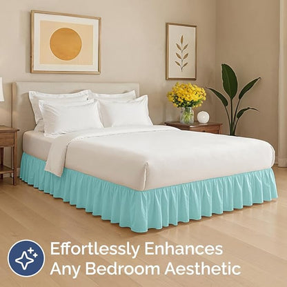 Bedskirt Full Size Ruffle - 12 inch Drop Dust Ruffle Bed Skirt with Platform - Ultra-Soft, Easy Fit, Premium Hotel Quality - Wrinkle, Fade & Shrink Resistant - for Women, Men, Kids & Teens - Spa Blue