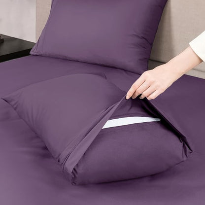 Mejoroom Queen Sheet Set - Hotel Luxury Sheets & Pillowcase Sets - Extra Soft Bed Sheets - Deep Pocket Fitted Sheet, Breathable, Wrinkle & Fade Resistant - 4 Piece (Queen, Purple)