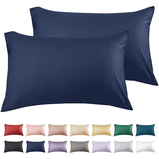 Warmstar Cotton Pillow Cases King Size Set of 2, 600 Thread Count Pillowcases 20x36 Inches, Soft Long Staple Cotton Pillowcases Breathable with Envelope Closure,Navy Blue