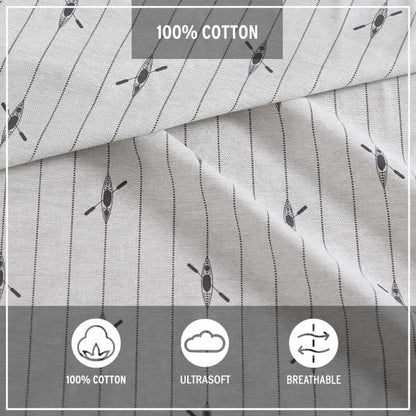 Eddie Bauer - Queen Sheets, Cotton Percale Bedding Set, Crisp & Cool Home Decor (Downstream, Queen)