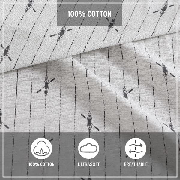 Eddie Bauer - King Sheets, Cotton Percale Bedding Set, Crisp & Cool Home Decor (Downstream, King)