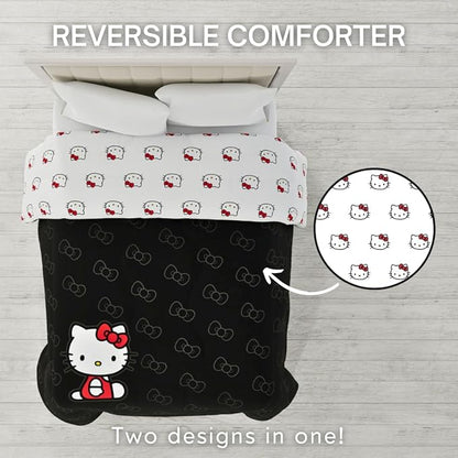 Hello Kitty Bedding Super Soft Cozy Microfiber Reversible Comforter, Queen, (Officially Licensed Product) By Franco Collectibles