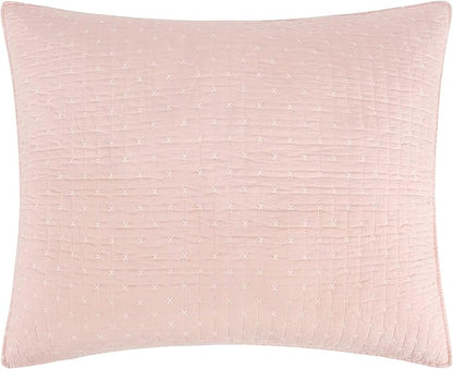 Levtex Home Cross Stitch Reversible Full/Queen Quilt Set (88x92in) with 2 Pillow Shams (26x20in) - Stitch Texture - Blush - Cotton Full/Queen Size Quilt Bedding Set - Lightweight, Soft, Pre-Washed