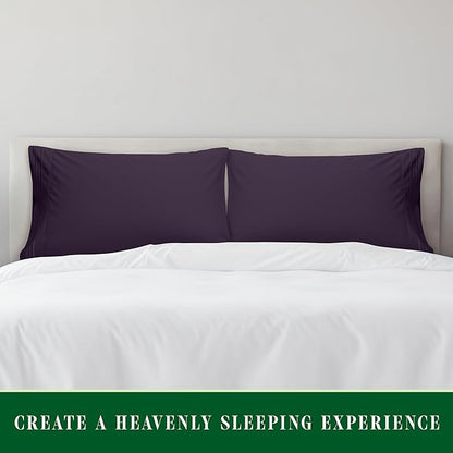 Elegant Comfort Luxury Ultra-Soft 2-Piece Pillowcase Set - 1500 Premium Hotel Quality Microfiber Double Brushed - Wrinkle Resistant, Standard/Queen, Purple