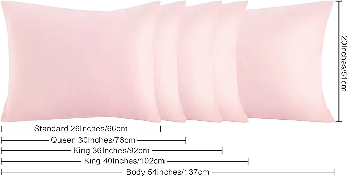 NTBAY King Pillowcase Set - 2 Pack Brushed Microfiber 20x40 Pillowcases - Soft, Wrinkle-Free, Fade-Resistant, Stain-Resistant, Blush Pink Pillowcases with Envelope Closure - 20x40 Inches, Blush Pink