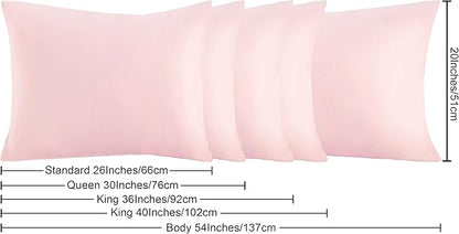 NTBAY King Pillowcase Set - 2 Pack Brushed Microfiber 20x40 Pillowcases - Soft, Wrinkle-Free, Fade-Resistant, Stain-Resistant, Blush Pink Pillowcases with Envelope Closure - 20x40 Inches, Blush Pink