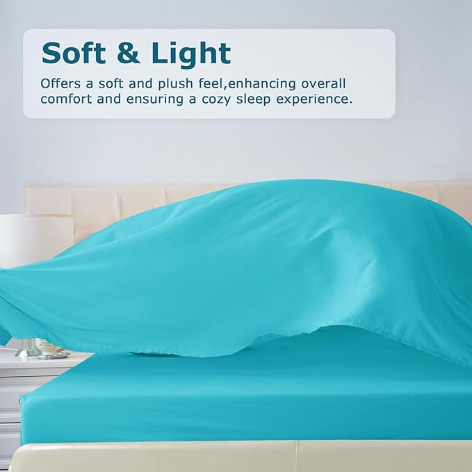 Twin Size Bed Sheet Set - 3 Piece Soft Microfiber Sheets with Deep Pockets, Cooling Technology, and Wrinkle-Free Pillowcase. Hotel-Quality, Durable Bedding, Capri Blue