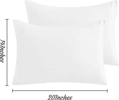 NTBAY Toddler Pillow Cases Set of 2, 2 Pack Brushed Microfiber 14x20 Pillow Cases, Soft, Wrinkle, Fade, Stain Resistant White Pillow Cases with Envelope Closure, 14x20 Inches, White