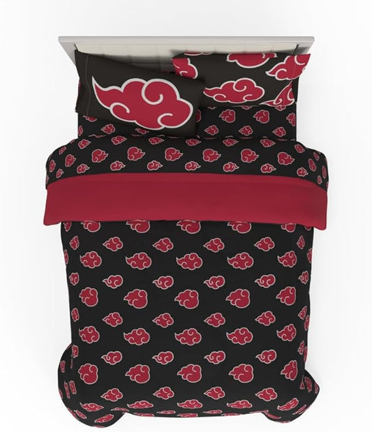 Collectibles Naruto Anime Akatsuki Bedding 7 Piece Super Soft Reversible Comforter and Sheet Set with Sham, Full, (Officially Licensed Product) by Franco