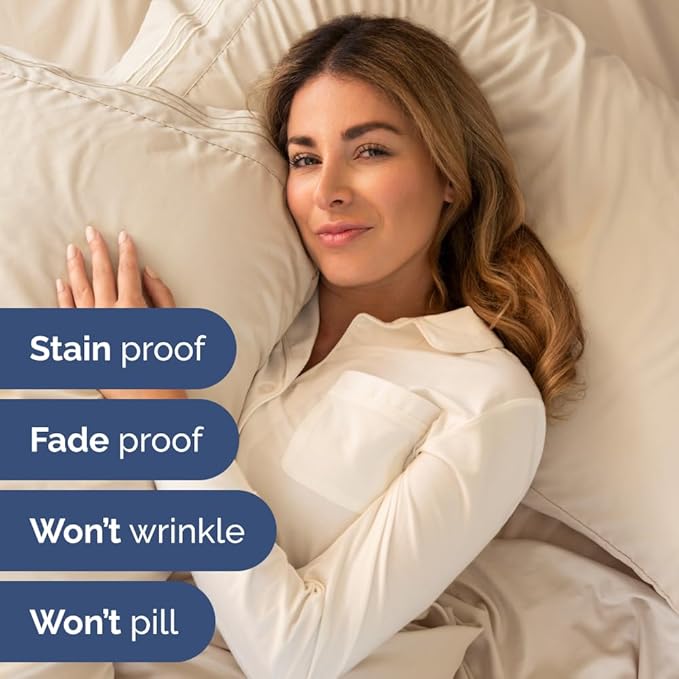 Olympic Queen Sheet Set 66x80 - 4 Piece RV Olympic Queen Size Sheets - Ultra-Soft, Breathable & Cooling - Fits 14” to 16" Mattress w/ Deep Pockets - Comfy Luxury Bedding - Fade & Wrinkle Free - Wheat