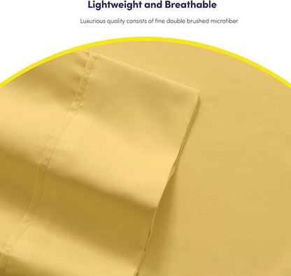 Cal King Size Bed Sheets - 6 Piece 1500 Supreme Collection Fine Brushed Microfiber Deep Pocket California King Sheet Set Bedding - 2 Extra Pillow Cases, Great Value, California King, Yellow