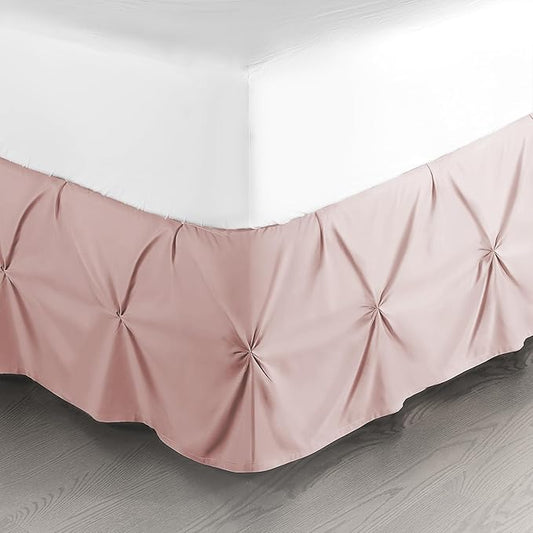 Nestl Blush Pink Bed Skirt Full Size, Pinch Pleat Full Bed Skirt, 14" Inch Drop Full Bedskirt, Hotel Quality Blush Pink Bed Skirts, Premium Microfiber Bedskirt for Full Bed, Blush Pink Full Bed Skirt