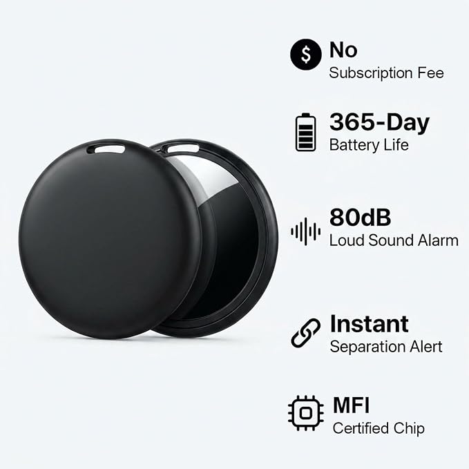 GPS Tracker for Vehicles No Subscription for iOS Only - 2 Pack | Undetectable Car Tracker, Precise Location Bluetooth Tag Compatible with Apple Find My for Key Luggage Kid Pet