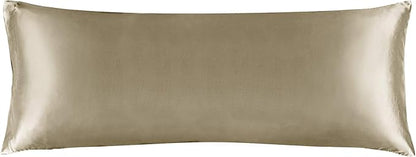 BEDELITE Satin Body Pillow Cover, Super Soft and Cooling Body Pillow Pillowcase for Hair and Skin, Breathable Silky Full Long Pillowcase Cover(20"x54", Taupe)