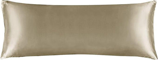 BEDELITE Satin Body Pillow Cover, Super Soft and Cooling Body Pillow Pillowcase for Hair and Skin, Breathable Silky Full Long Pillowcase Cover(20"x54", Taupe)