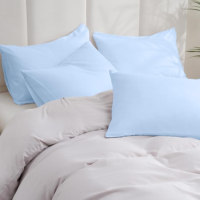 ZPECC Pillow Cases King Size Set of 12, 20x36 Envelope Closure Pillowcases, Soft Plain Brushed Microfiber Covers Hypoallergenic Breathable, Light Blue