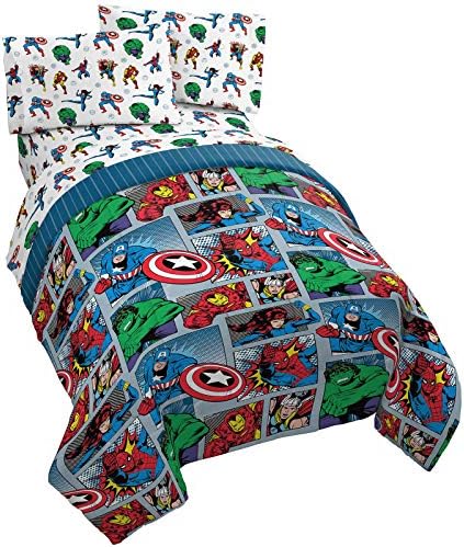 Marvel Comics Iron Man Twin Comforter Set 4 Piece Kids Bedding, Multi