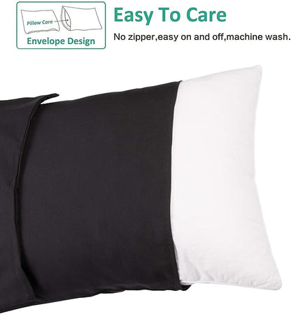 NTBAY Body Pillowcase - Brushed Microfiber 20x54 Pillowcase - Soft, Wrinkle-Free, Fade-Resistant, Stain-Resistant, Black Body Pillow Cover with Envelope Closure - 20x54 Inches, Black