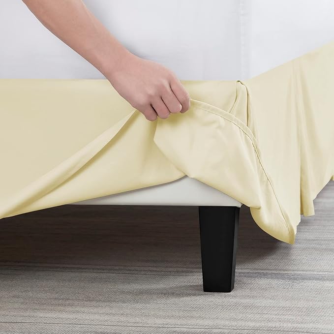 Nestl Vanilla Yellow Twin Bed Skirt - Twin Size Bed Skirt 14 Inch Drop - Brushed Microfiber Bed Skirts - Hotel Quality Pleated Bed Skirt - Shrinkage & Fade Resistant