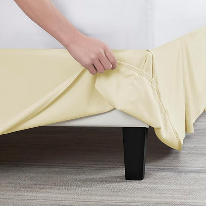 Nestl Vanilla Yellow Bed Skirt Cal King Size - Cal King Bed Skirt 14 Inch Drop - Brushed Microfiber Bed Skirts - Hotel Quality Pleated Bed Skirt - Shrinkage & Fade Resistant