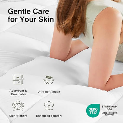 Novilla King Mattress Topper, Extra Thick Pillow Top Mattress Pad, Down Alternative Fill Breathable Cotton Cover, 8-21" Deep Pocket Soft Bed Topper for Back Pain Relief
