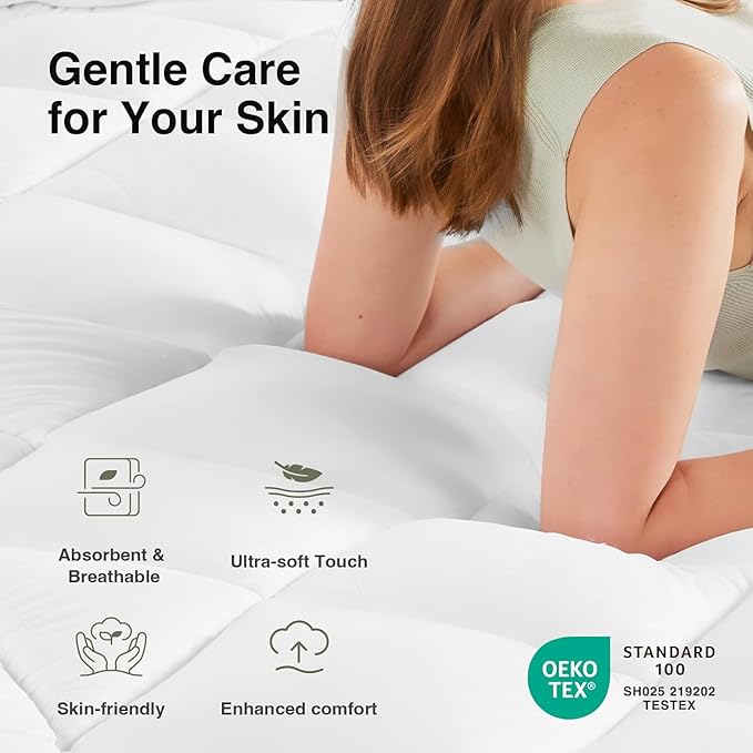 Novilla Full Mattress Topper, Extra Thick Pillow Top Mattress Pad, Down Alternative Fill Breathable Cotton Cover, 8-21" Deep Pocket Soft Bed Topper for Back Pain Relief