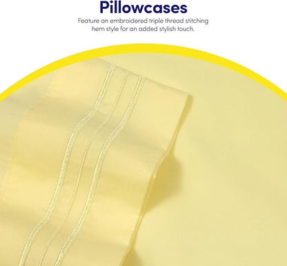 1500 Supreme Collection California King Sheet Sets Pale Yellow - Luxury Hotel Bed Sheets and Pillowcase Set for Cal King Mattress - Extra Soft, Elastic Corner Straps, Deep Pocket Sheets Pale Yellow