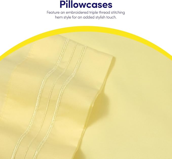 1500 Supreme Collection Twin Sheet Sets Pale Yellow - 3 Piece Bed Sheets and Pillowcase Set for Twin Mattress - Extra Soft, Elastic Corner Straps, Deep Pocket Sheets, Twin Pale Yellow
