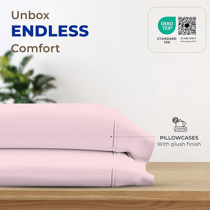 Thread Spread 100% Egyptian Cotton Pillow Cases Queen Size Set of 2 - Luxury 1000 Series Paradise Collection Queen Pillow Cases (Blush), Soft Cooling Sateen Hotel Egyptian Cotton Pillowcases