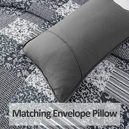Mybedsoul Quilt California King Size, Patchwork Bedding Set, Black Grey