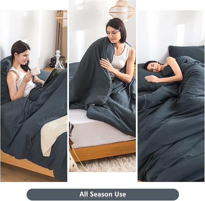2Piece Sliky Soft Fluffy Bedding Comforters Set for Twin/XL Size Bed, Made with Cozy Washable PolyCotton Microfiber Fabric, LightWeight All Season Use, 1 Comforter & 1 Pillowsham, Dark Dusty Blue Grey