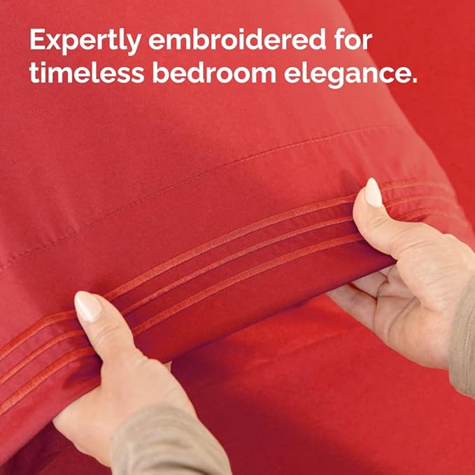 Body Pillowcases Set of 2-20x54 Long Body Pillow Case - Soft Body Pillow Cover for Sleeping & Side Sleepers - Comfy, Wrinkle & Fade Free - Machine Washable w/Envelope Enclosure Red