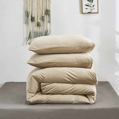 Luxlovery Cream Coffee Velvet Comforter Set King Beige Khaki Flannel Bedding Comforter Minimalist Bedding Set Solid Dark Champagne Blanket Quilts Heavyweight Winter Taupe Color Comforter for King Bed