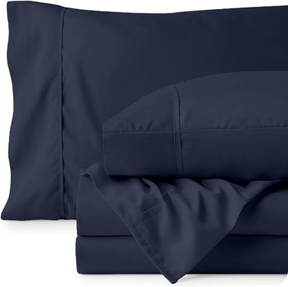 Bare Home Twin Sheet Set - 1800 Ultra-Soft Microfiber Twin Bed Sheets - Double Brushed - Deep Pockets - Easy Fit - 3 Piece Set - Bedding Sheets & Pillowcases (Twin, Midnight Blue)