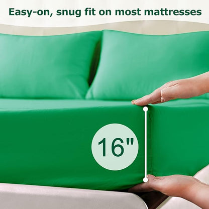 Full Size Bed Sheet Set - 4 Piece Soft Microfiber Sheets with Deep Pockets, Cooling Technology, and Wrinkle-Free Pillowcase. Hotel-Quality, Durable Bedding, Mint Green