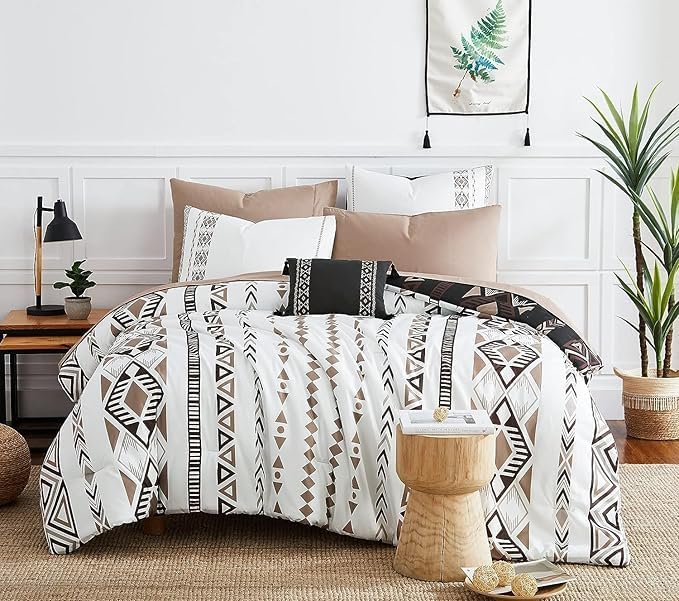 Oversized King Comforter Sets - 7 Pieces Western Bedding Boho Bed in a Bag