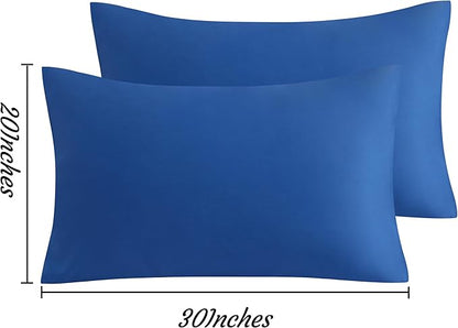 NTBAY Queen Pillow Cases Set, 2 Pack Brushed Microfiber 20x30 Inches, Soft, Wrinkle, Fade, Stain Resistant Royal Blue Pillow Cases with Envelope Closure