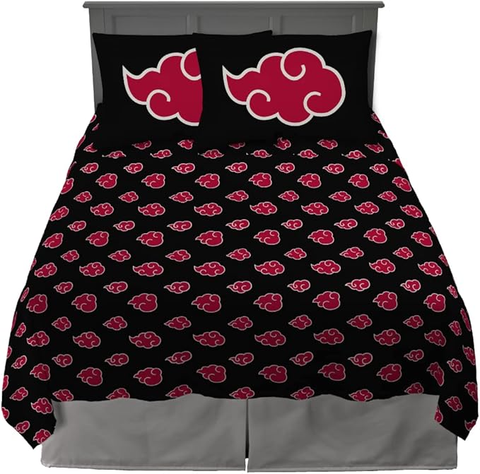 Naruto Akatsuki Anime Bedding Super Soft Microfiber Queen Sheet Set, (Official Licensed Naruto Product) by Franco