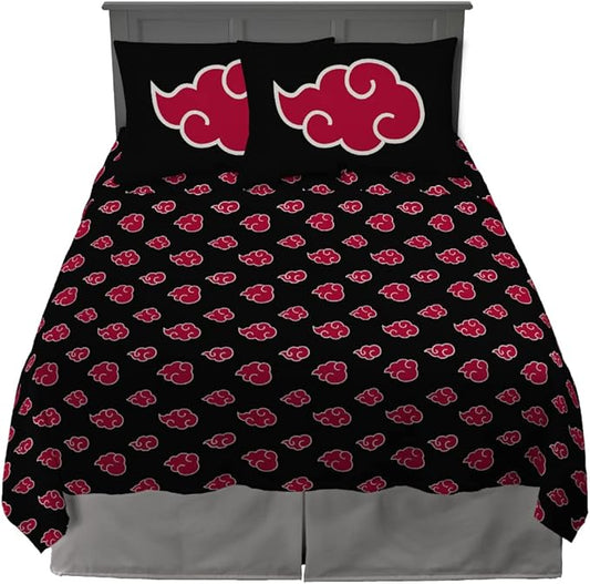 Naruto Akatsuki Anime Bedding Super Soft Microfiber Queen Sheet Set, (Official Licensed Naruto Product) by Franco