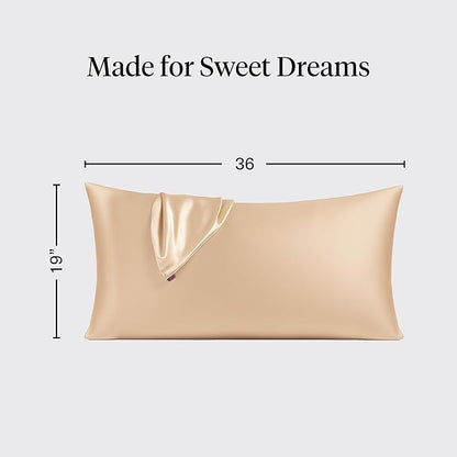 Kitsch Satin Pillowcase with Zipper for Hair & Skin - Softer Than Silk Pillow Cases, Smooth Cooling Satin Pillow Case, Wrinkle-Free, Machine Washable - King Size Satin Pillow Case 19x36 - Champagne